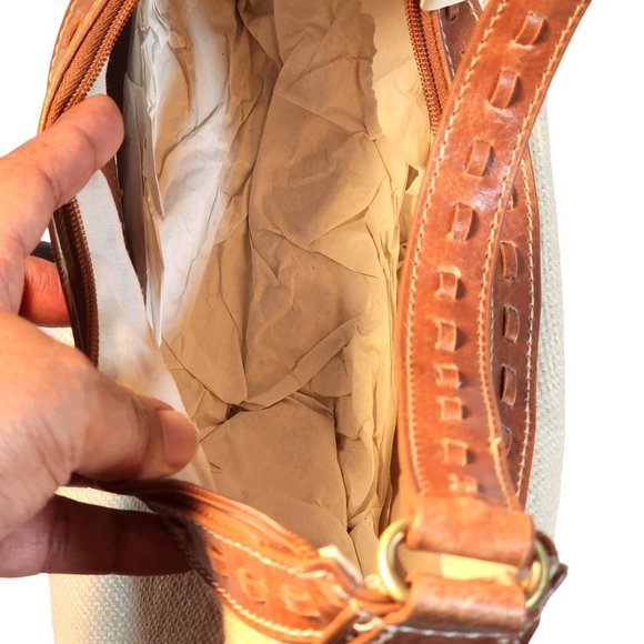 Relic Cream Woven Hobo Handbag With Brown Leather Decorative Straps. New Tags. - Picture 7 of 14